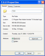 Folder Properties: Adobe Legal Copyright